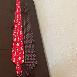 #061* Festivals Red & Black Penguin Ties. Men Holidays Ties. Handmade Silk